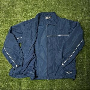 Rare vtg Y2K Oakley software zip up jacket windbreaker navy blue small